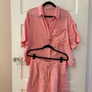 Abercrombie pink linen-blend matching set